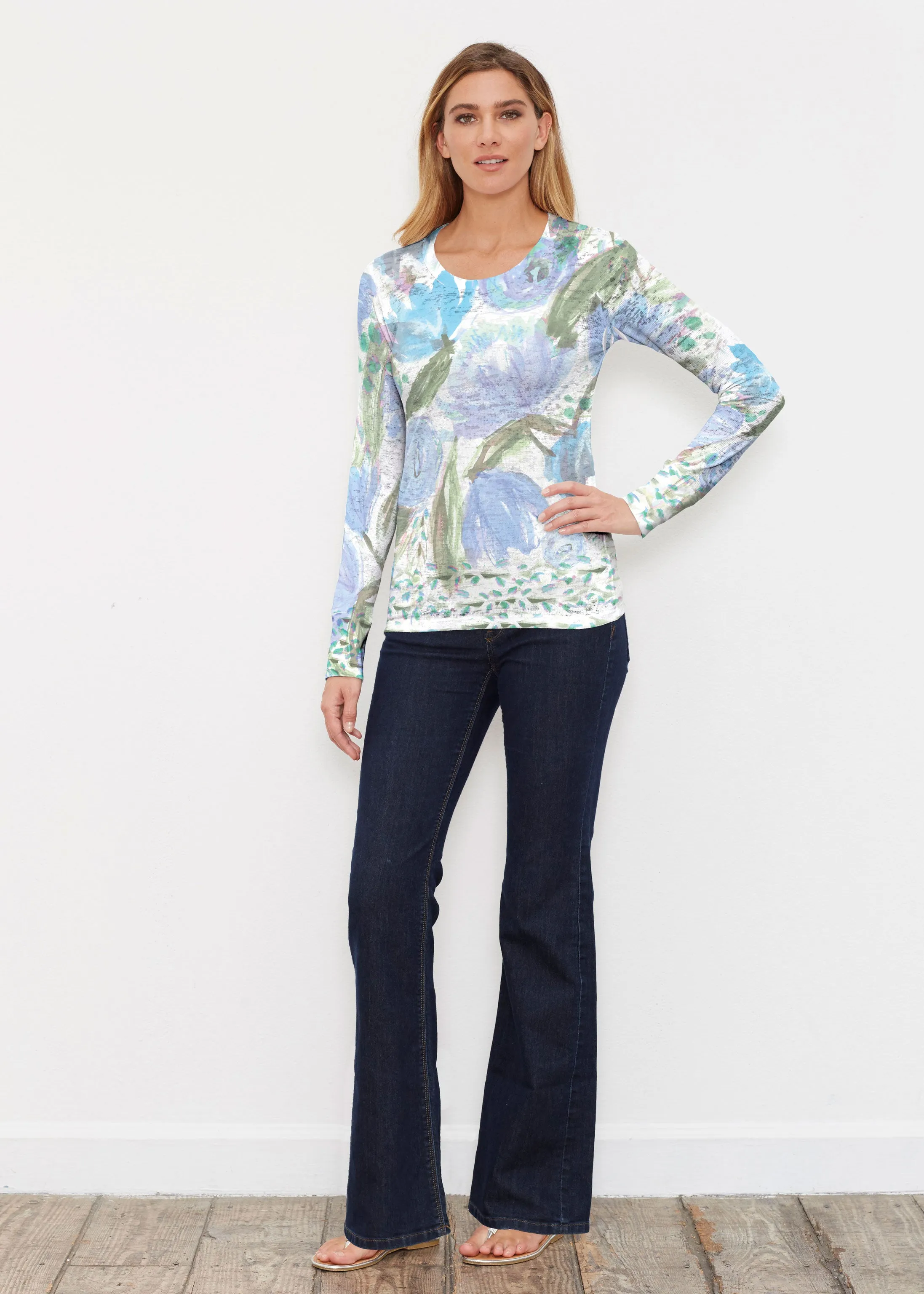 Monet Blue (17178) ~ Thermal Long Sleeve Crew Shirt