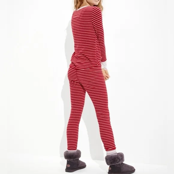 NWT American Eagle Women’s Striped Thermal Pajama Set