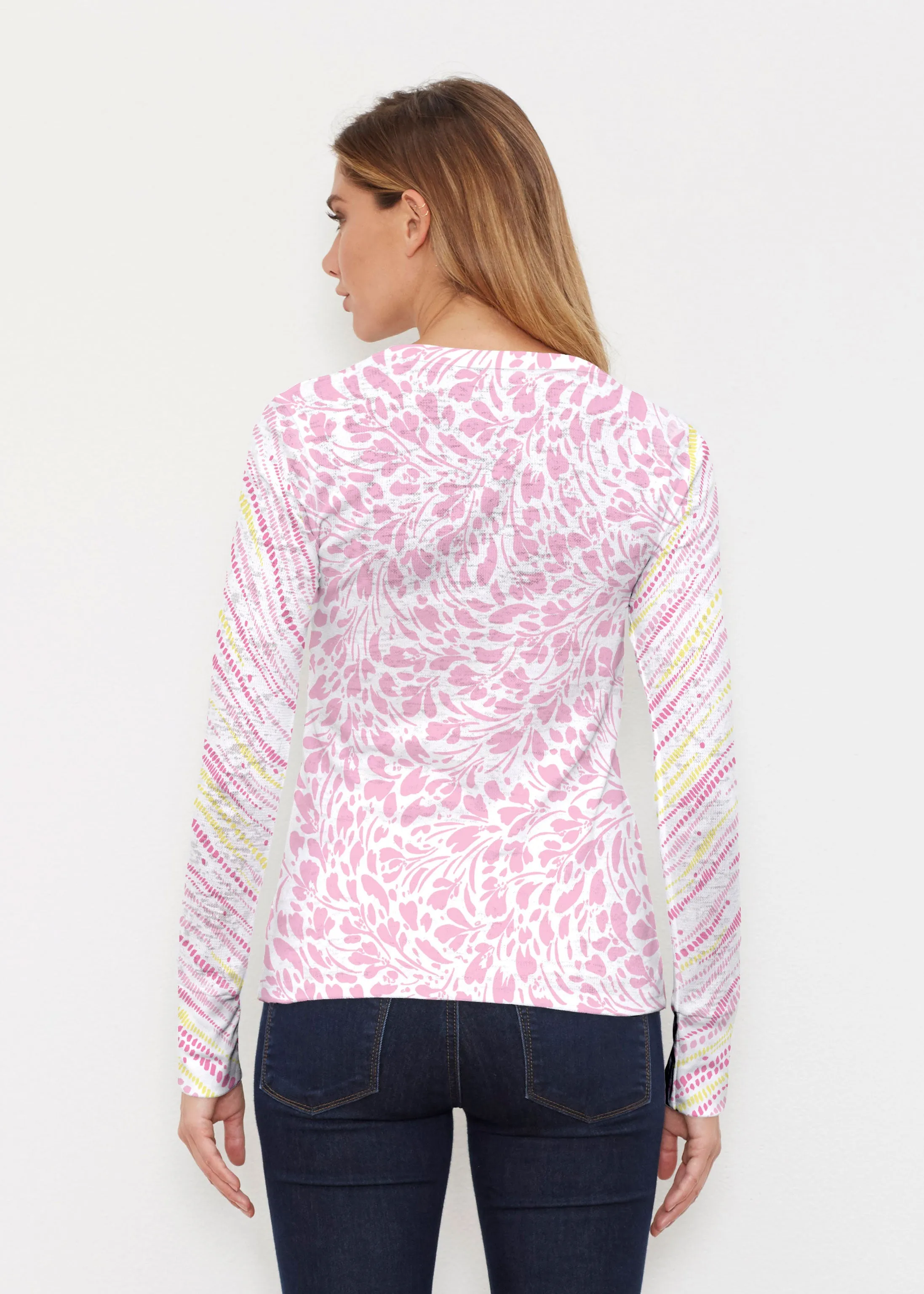 Pebble Dots Pink (7938) ~ Thermal Long Sleeve Crew Shirt