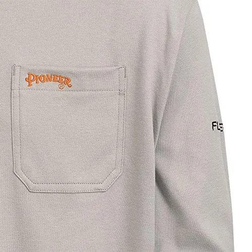 Pioneer Flame Resistant Cotton Long Sleeve Safety Work Shirt, Grey, M, V2580310-M