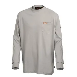 Pioneer Flame Resistant Cotton Long Sleeve Safety Work Shirt, Grey, M, V2580310-M
