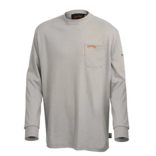 Pioneer Flame Resistant Cotton Long Sleeve Safety Work Shirt, Grey, M, V2580310-M