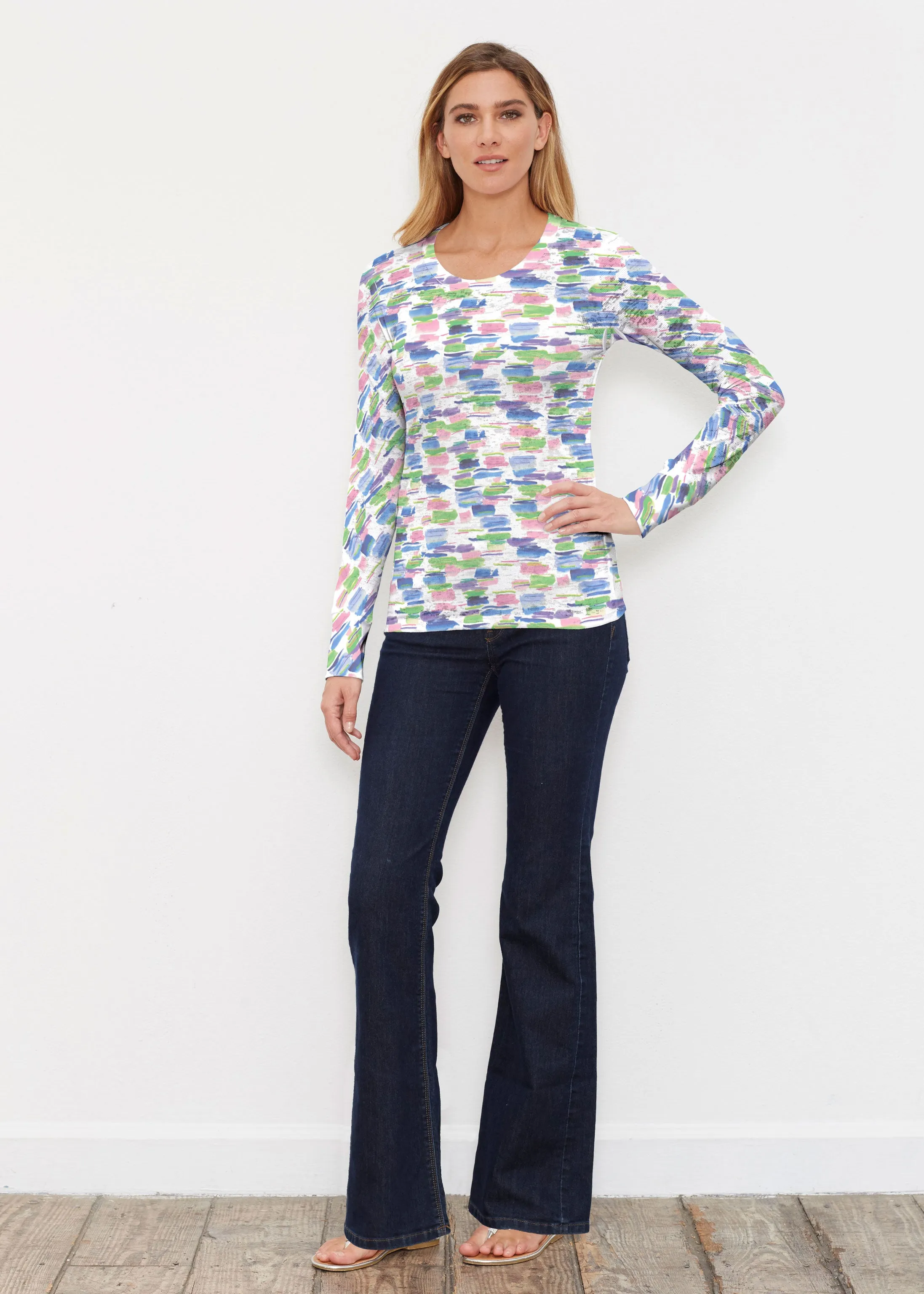 Pops of Bliss (8047) ~ Thermal Long Sleeve Crew Shirt