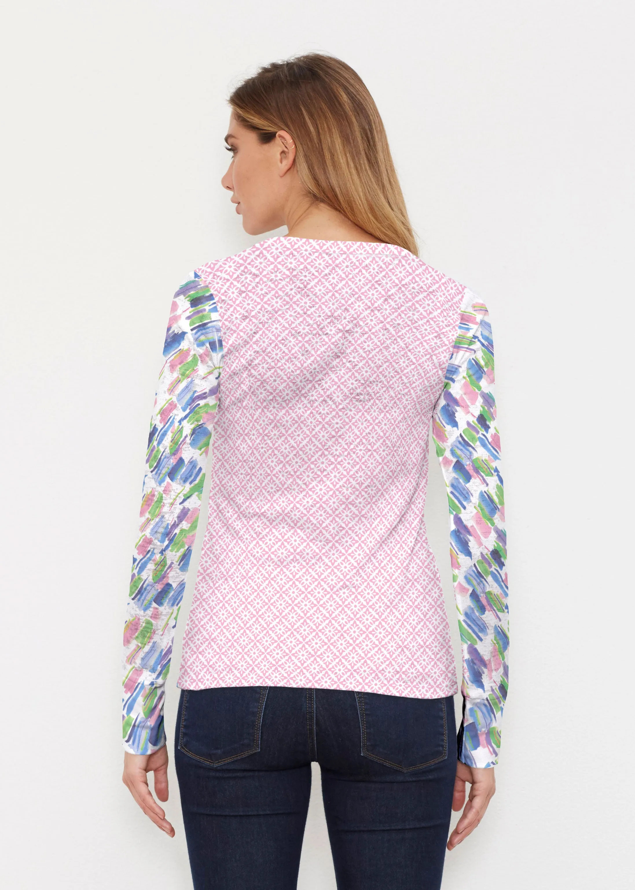 Pops of Bliss (8047) ~ Thermal Long Sleeve Crew Shirt
