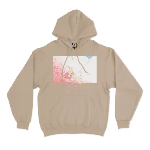 "Cherry Blossom" Fleece Hoodie Beige