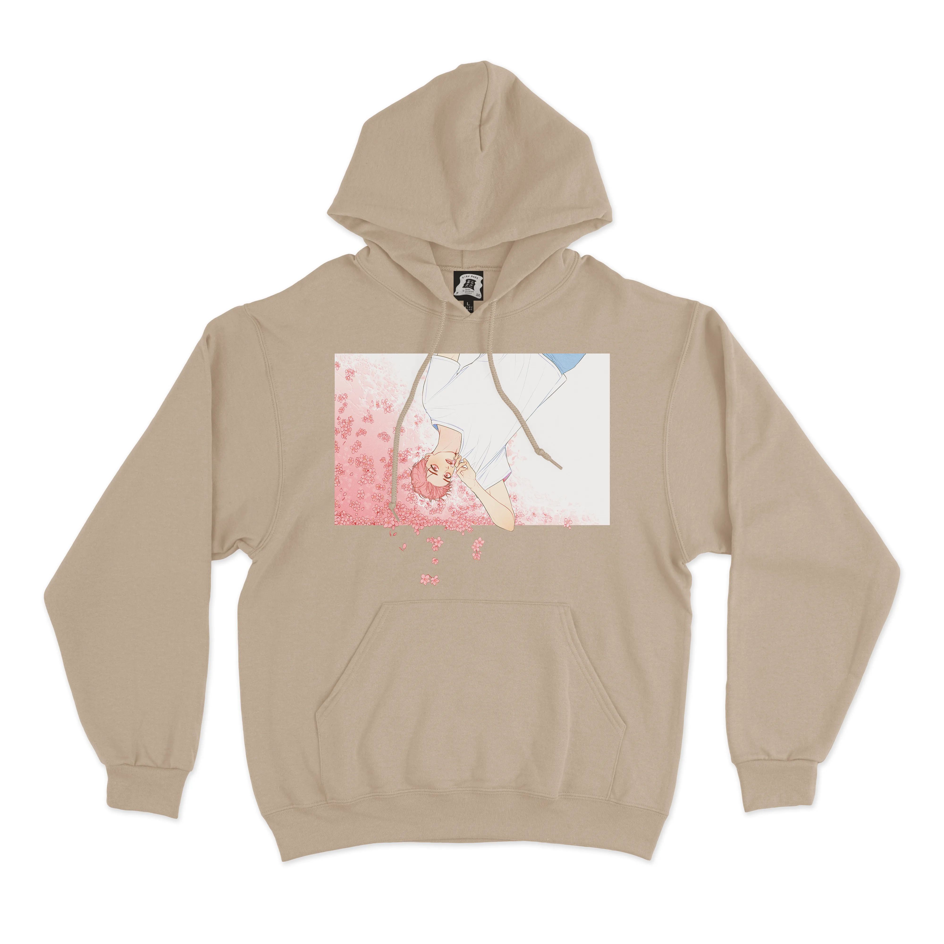 "Cherry Blossom" Fleece Hoodie Beige