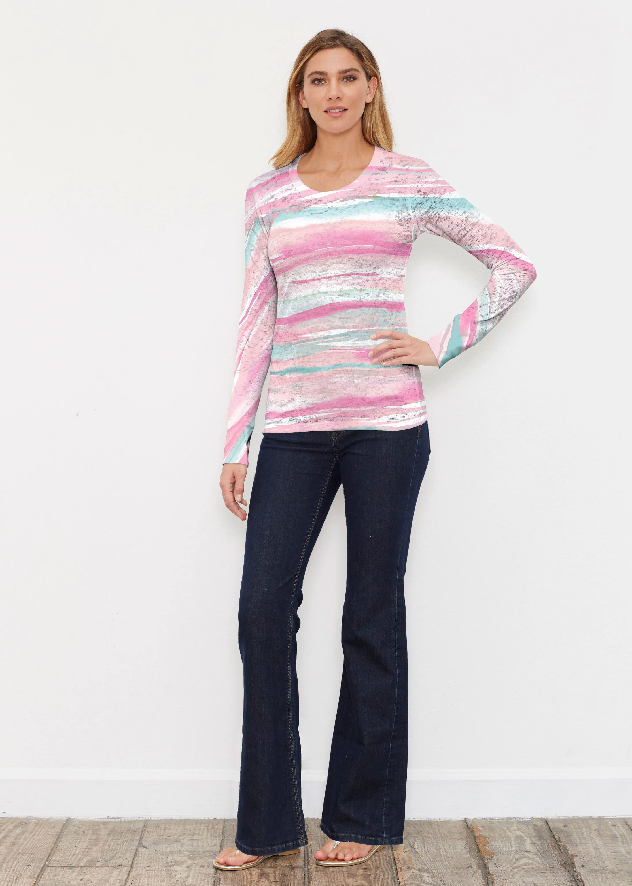 Sand Dunes Pink (16250) ~ Thermal Long Sleeve Crew Shirt