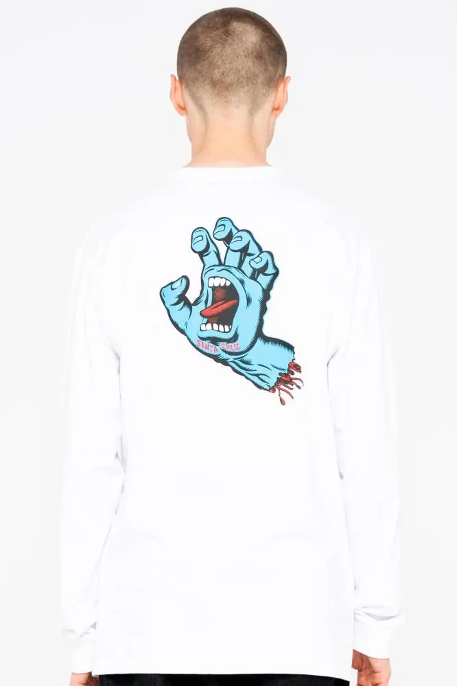 Santa Cruz Longsleeve T-Shirt Screaming Hand Chest L/S Tee - White
