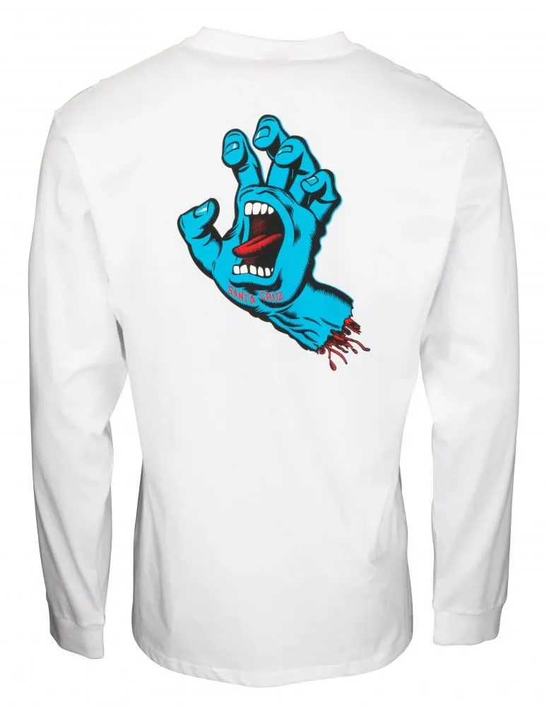 Santa Cruz Longsleeve T-Shirt Screaming Hand Chest L/S Tee - White