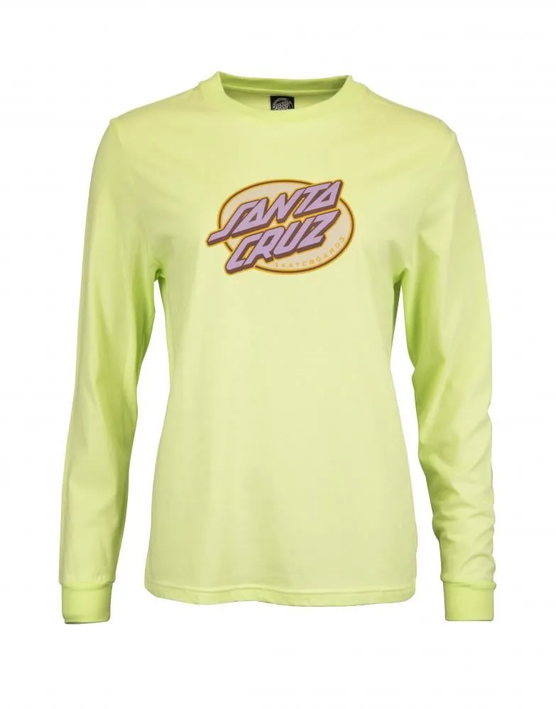 Santa Cruz Womens L/S T-Shirt Lined Oval Dot L/S T-Shirt - Aloe Green