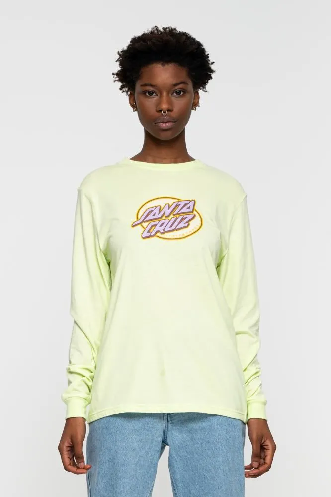 Santa Cruz Womens L/S T-Shirt Lined Oval Dot L/S T-Shirt - Aloe Green