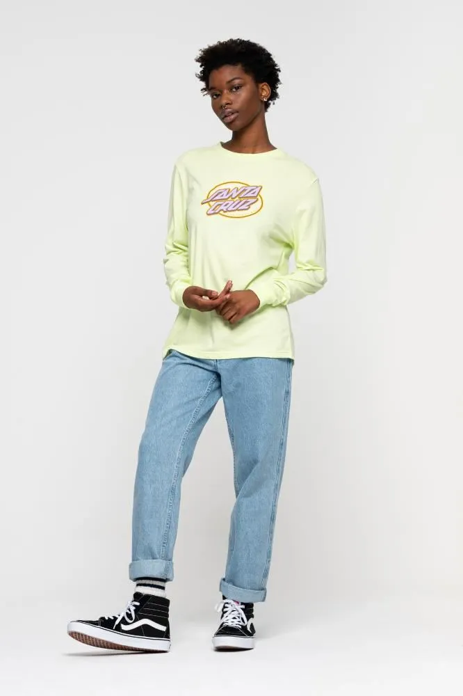 Santa Cruz Womens L/S T-Shirt Lined Oval Dot L/S T-Shirt - Aloe Green