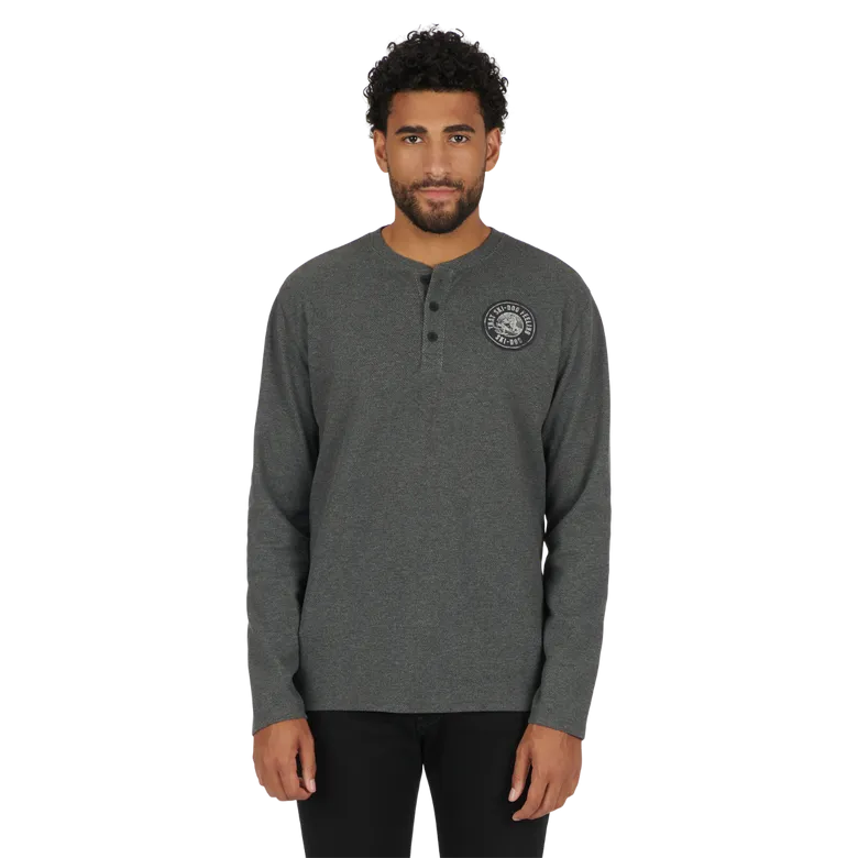 Ski-Doo Waffle Knit Thermal Long Sleeve Henley Shirt