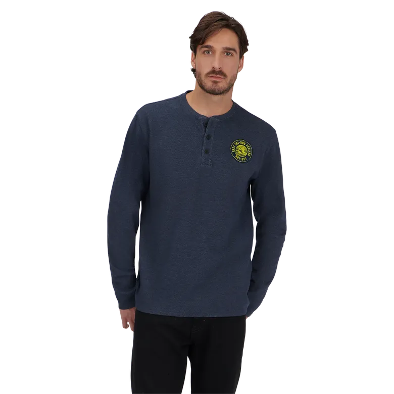 Ski-Doo Waffle Knit Thermal Long Sleeve Henley Shirt
