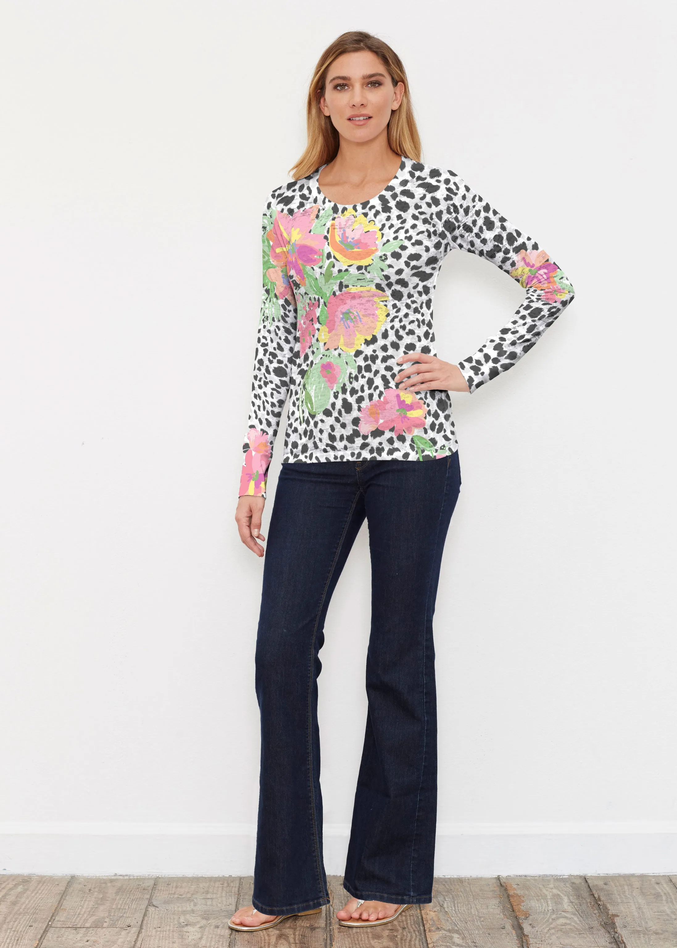 Spring Leopard (14225) ~ Thermal Long Sleeve Crew Shirt