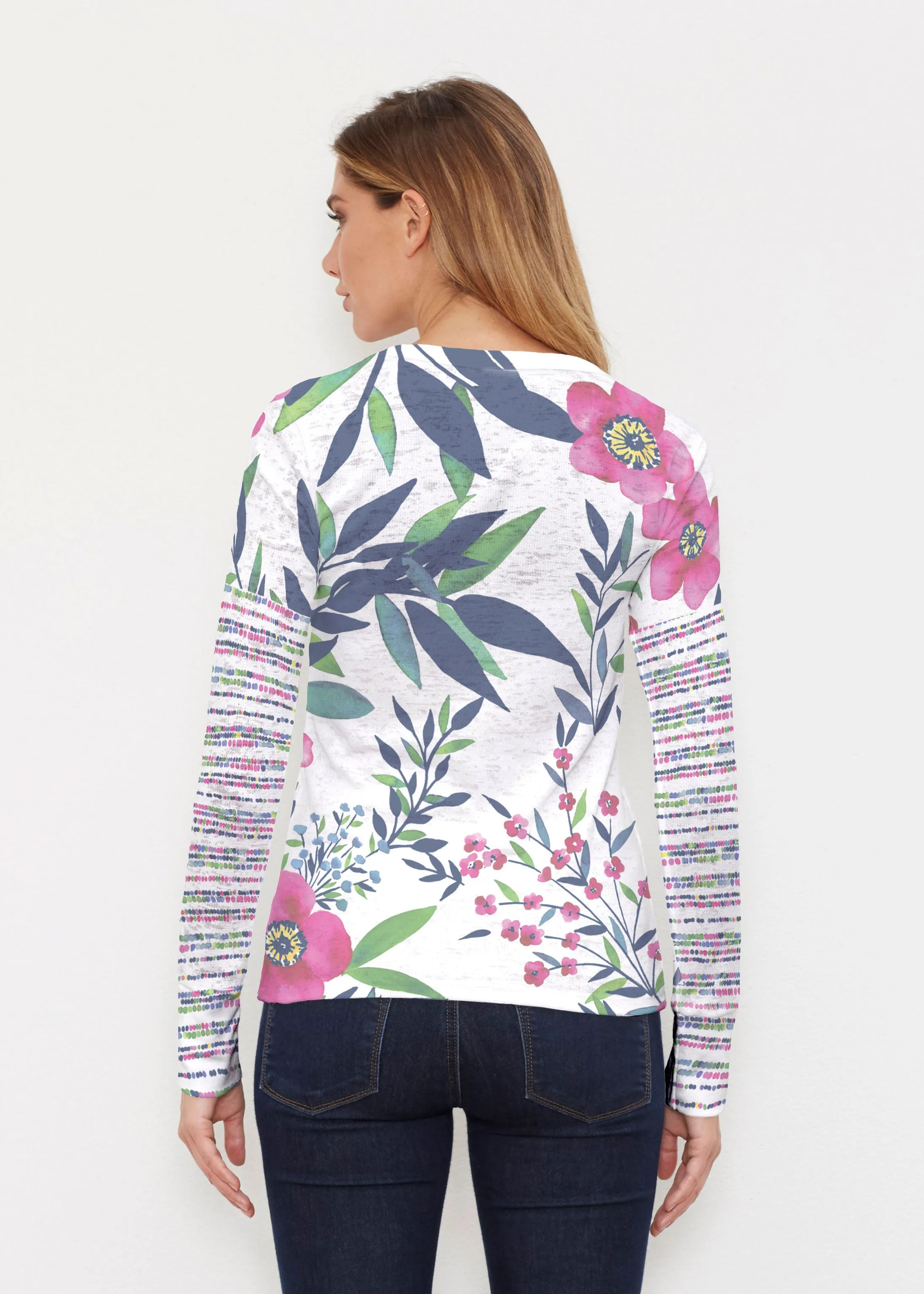 Summer Floral (13423) ~ Thermal Long Sleeve Crew Shirt