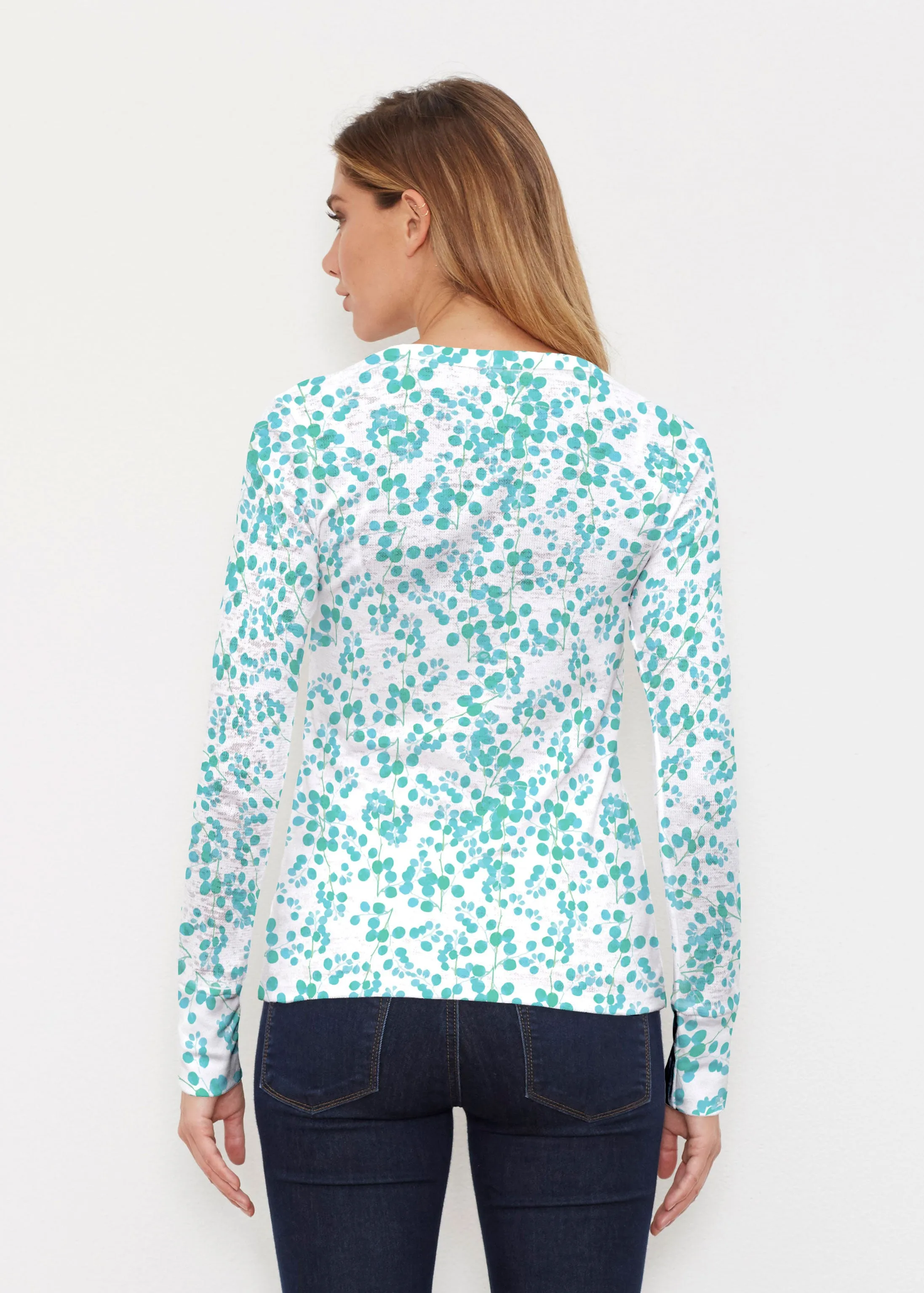 Teal Pome (7863) ~ Thermal Long Sleeve Crew Shirt