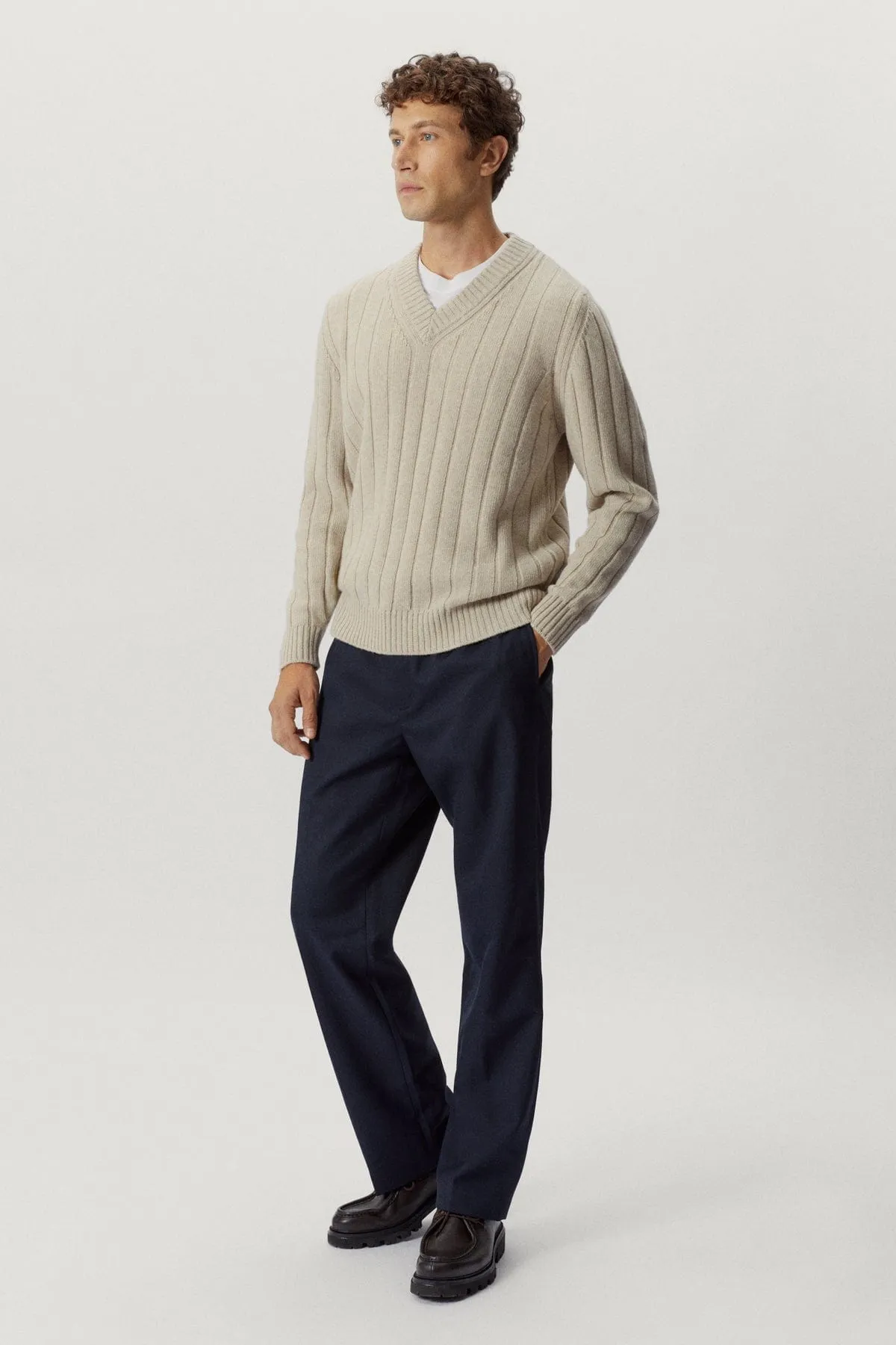 The Woolen Vintage V-Neck - Ecru / S