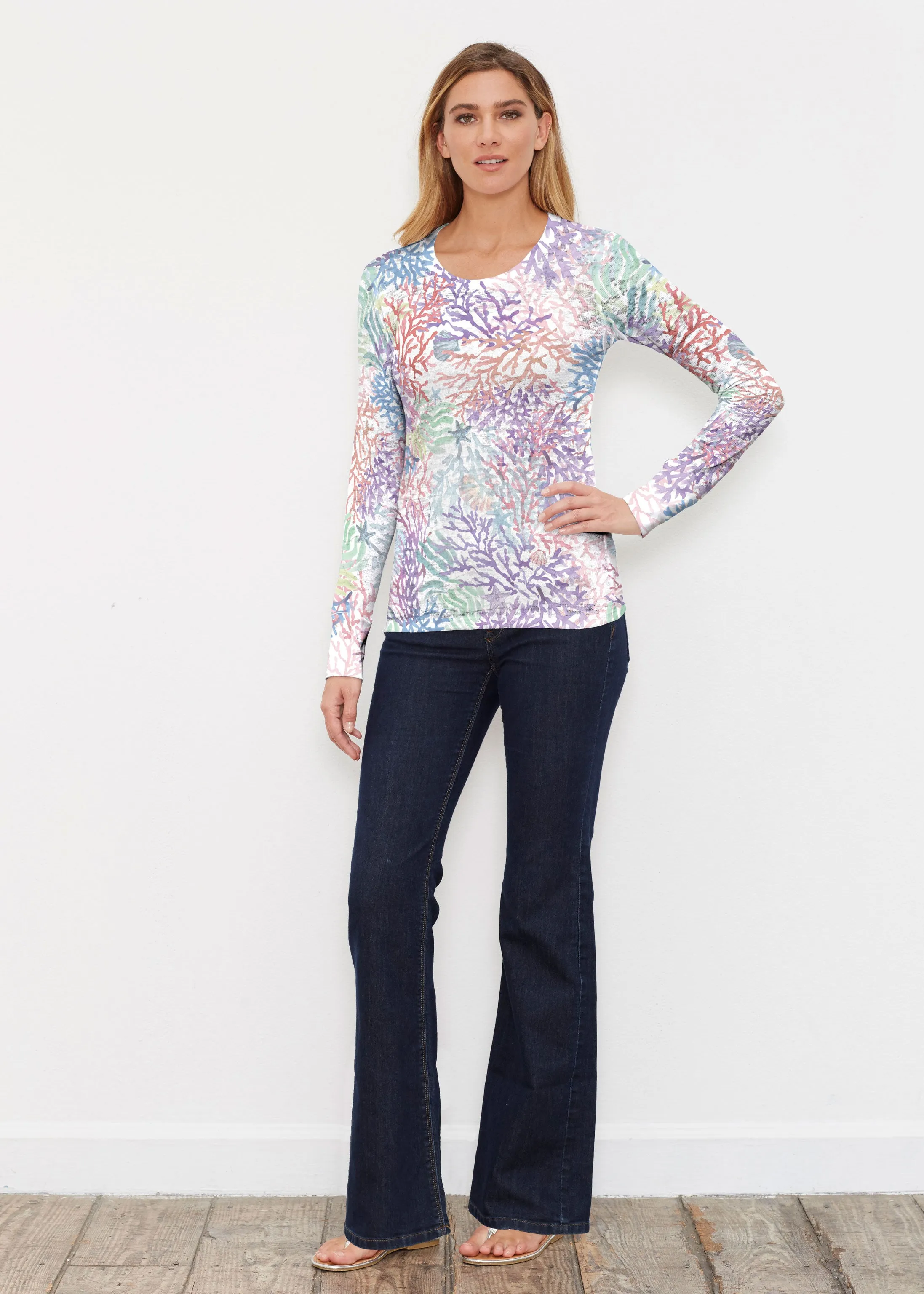 Tropic Coral (8112) ~ Thermal Long Sleeve Crew Shirt