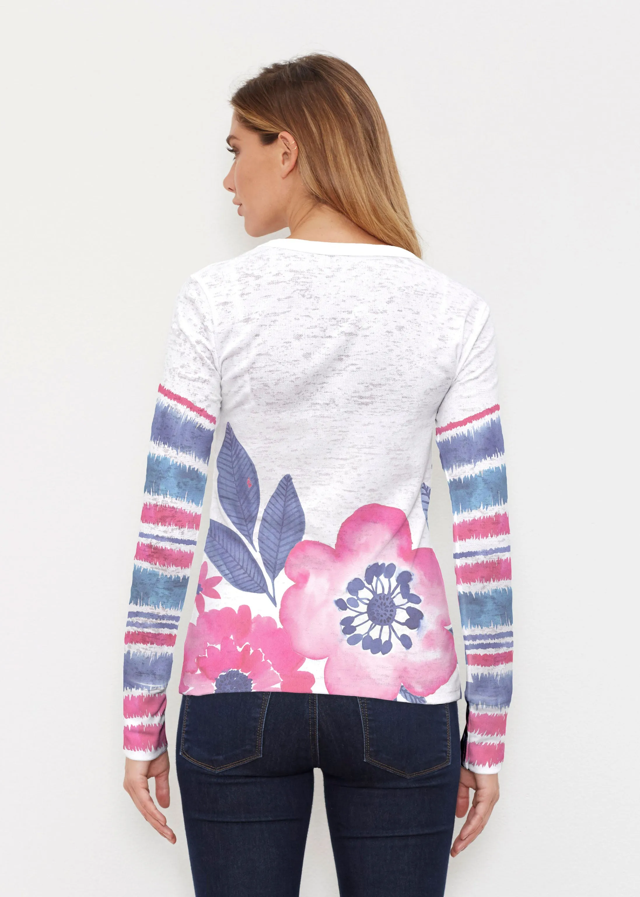 Watercolor Blooms (13355) ~ Thermal Long Sleeve Crew Shirt
