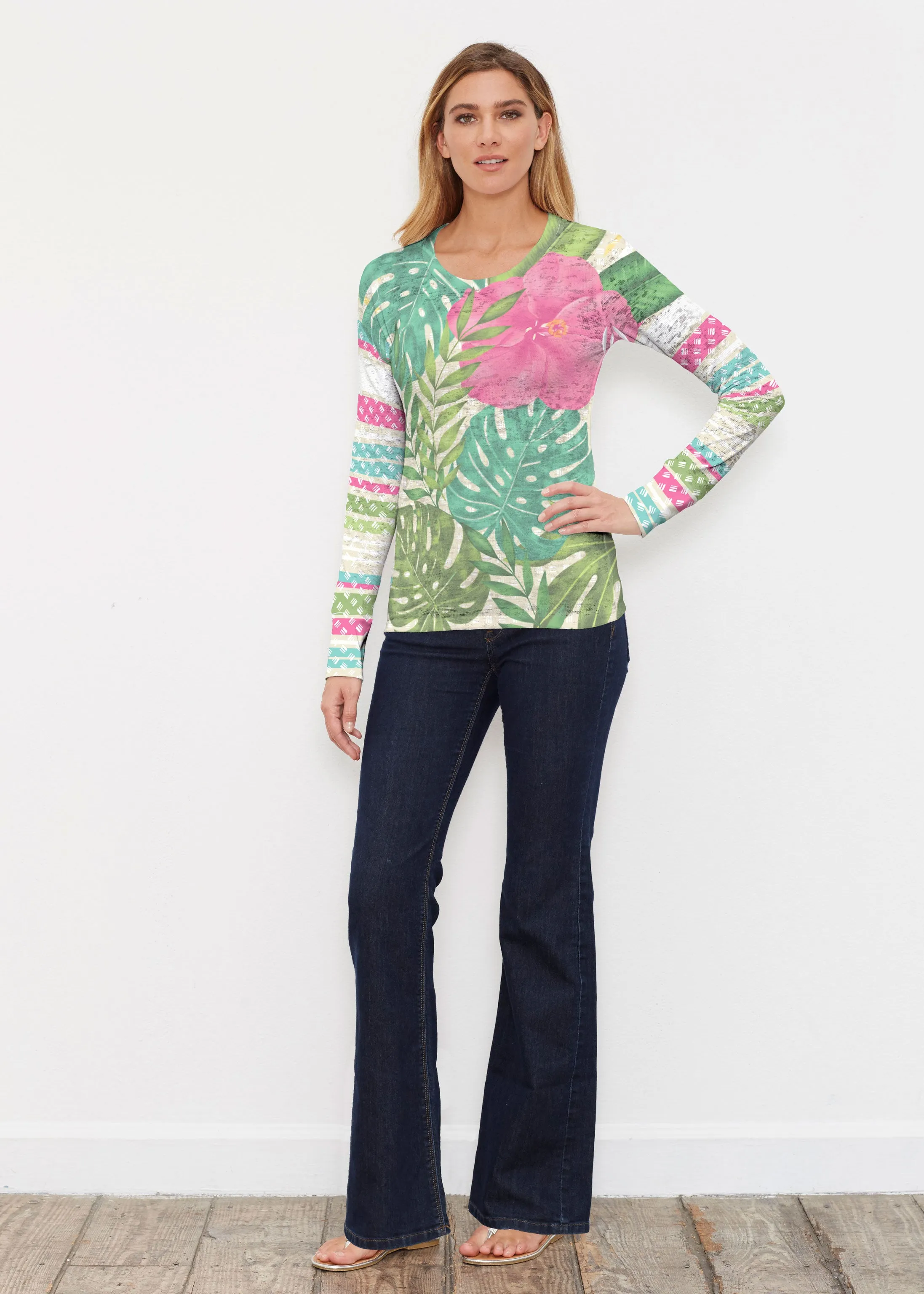 Wild Begonia (13489) ~ Thermal Long Sleeve Crew Shirt