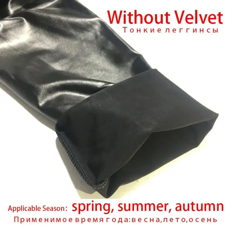 Winter Plus Size High Waisted Leather Leggings with Thick Velvet Lining
