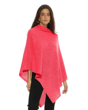 Women's Essential Pure Cashmere Poncho Coral Red