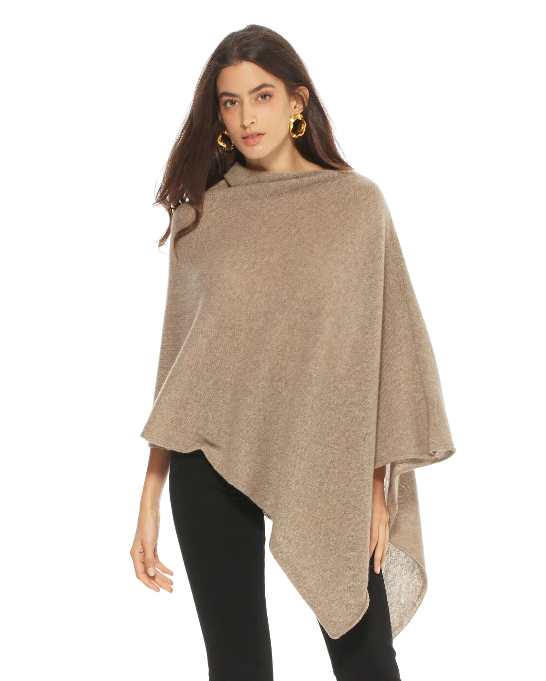 Women's Essential Pure Cashmere Poncho Coral Red