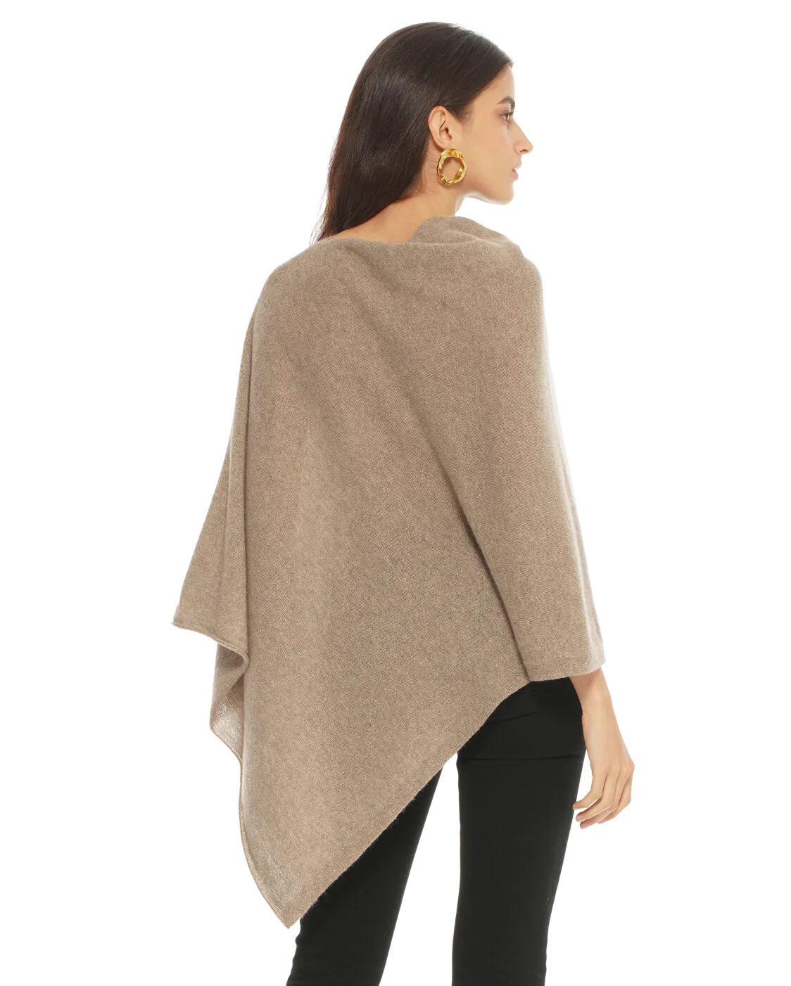 Women's Essential Pure Cashmere Poncho Coral Red